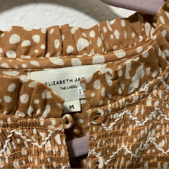 Elizabeth & James the label smocked shirt dress puff sleeve cuff size M - Picture 4 of 7